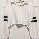 Forever 21  Collared Crop Top Medium Terry Knit Rugby Preppy Varsity Photo 0