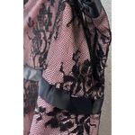 Vintage PIA Pleated Skirt Pink Black Embroidered Lace Hem Mini Made in USA Photo 8