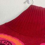 Farm Rio  Cutout Asymmetrical Knit Bold Pink Floral Turtleneck Wool Blend Sweater Photo 1