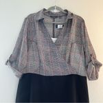 Mlle Gabrielle  Dress Professional Plaid Blouse Top Black Skirt Dress Sz 2X NWT Photo 2