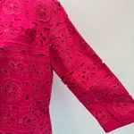Chico's Chico’s Eyelet Bloom 3/4 Sleeve Open Front Jacket Vivacious Hot Pink 1/M Barbie Photo 7