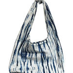 Blue White Tie Dye Hobo Shoulder Bag Womens Large‎ Canvas Boho Purse Tote Retro Photo 0