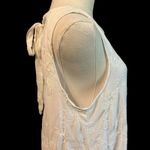 Elle  White Dress SZ L Embossed W/ Embroidery LWD Bow Tie Back Handkerchief Sheer Photo 8