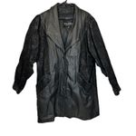 wilson's leather Vintage 80s Wilsons Black‎ Leather Paisley Print Long Sleeve Coat Size M Photo 0
