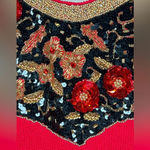 Vintage Victoria Harbour Holiday Sweater Red Gold Black Sequin Bead Size Medium Photo 3