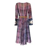 Aratta Silent Journey Boho Plaid Purple Pink Wrap Dress Size XS Photo 5