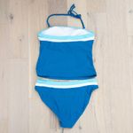 Womens Tankini Swim Set Size M Blue Two Piece Halter Sporty Beach Coastal Preppy Size M Photo 2
