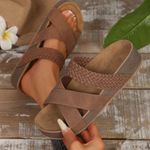 New. Brown Sandals for Women – Soft Cushioned Soles, Casual Warm Weather Wear Size 9 Photo 1