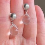 Handmade clear teardrop Czech glass simple minimalist earrings💛 Photo 6