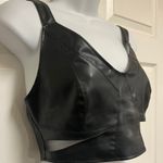 ZARA Black Faux Leather Cut Out Crop Top Photo 6