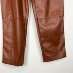 H&M ‎ Brown Vegan Leather Belted Paper Bag Trousers Tapered Pants Size 6 Photo 4