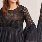 Anthropologie  Maeve black beaded bell sleeve top size 2 Photo 0