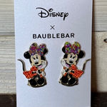 BaubleBar Disney Minnie Mouse Earrings Stud Gold Tone Holiday Gift NWT Photo 0