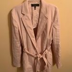 Rag and Bone  Cameron Belted Linen-Blend Canvas Blazer in Baby Pink Photo 4