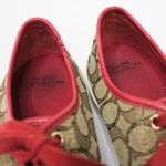 Coach  Empire Outline Canvas Sneakers - Tan & Red Photo 3