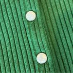 Levi's LEVI’S Women’s Green Short Sleeve Ribbed Button Down Cropped Top Large Photo 11