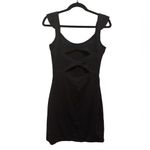 Free People  BLACK CUT OUT SLEEVELESS STRETCH BODYCON RUFFLE SLEEVE CUTOUT DRESS Photo 3