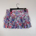 Lucky In Love Floral Tiered Mini Tennis Skort Women’s L Athletic Colorful Skirt Pink Size L Photo 6