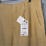 ZARA  Women Yellow Mid Rise‎ Wide Leg Blend Limited Edition Formal Pants Sz M Photo 8