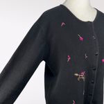 Vintage Clio Black Embroidered Cardigan Button Front Knit Sweater Small Photo 5
