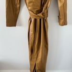 Eloquii  Faux Leather Tan Belted Brown Jumpsuit Size 18 Photo 3