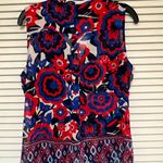 Lucky Brand  Sleeveless Red White & Blue Floral Tie Front Top - Size Medium - EUC Photo 2