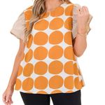 CES FEMME Contrast Polka Dot Blouse Top in Golden Yellow Size 3X New w/o Tag Photo 6