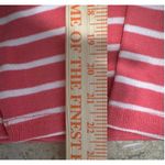 LLBean Striped Quarter Zip Pullover Sweatshirt Coral White Cotton Women's Med Pink Photo 6