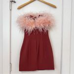 House Of CB ALEXA Warm Pink Mini Dress Feather Trim Photo 8