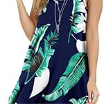 NWT!! Molerani Tropical Leaf Print Sleeveless Floral Swing Dress Blue Size M Photo 2
