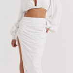 House Of CB Loie Gathered Maxi Skirt in White NWOT size L Photo 0