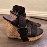 Stuart Weitzman Black and Tan Wedge Shoes 8 1/2 Photo 1