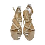 Anthropologie  Quinn Strappy Heels Lace-Up Sandals Shoes Beige Tan Size‎ 7.5 Photo 2