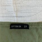 Cotton On Olive Green Button-Up Crop Flutter Sleeve Top Photo 3