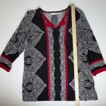 Susan Graver  Paisley Tunic Top Medium Liquid Knit Stretch Lightweight Boho Comfy Photo 5