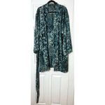 iCollection Blue Cheetah Leopard Silky Kimono Wrap Robe Plus Size 3X Green Photo 7