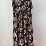 Unique Vintage Black Floral Maxi Dress Flutter Sleeve sz 3X Cottage Witchy Photo 0