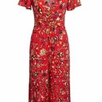 Anthropologie Somerset Maxi Dress XXSP Red Geometric Poplin Cottagecore Photo 0