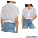 Love Tree Elastic Waistband Cropped Shirt in White size M Photo 2