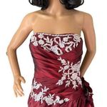 Burgandy Ball Gown Sweetheart Beading Long Taffeta Quinceanera Dress size Medium Photo 13