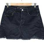 American Eagle Hi Rise Festival Mini Skirt Denim Jean Skirt Black Raw Hem Size 4 Photo 0