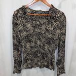 Classiques Entier Y2K silk  floral ruffle collar blouse flowy vneck black tan Photo 2