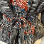 OLM Women’s Houndstooth Floral Top Size L Black Size L Photo 6
