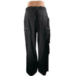 ZARA Women's Black Gigh Waisted Zip Up Windbreaker Baggy Wide Leg Cargo Pants M Photo 2