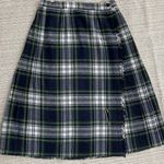 Vtg 80s Womens Small Plaid Wool Blend Skirt Made in USA Tartan Preppy Academia Blue Photo 0