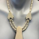 Inlaid Mother Of Pearl Barrel Beaded Necklace Silver Photo 3