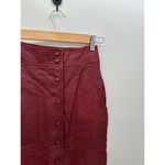 Walter Baker  Red Leather Pencil Midi Skirt Button Snap Fitted Women Size 4 Photo 4