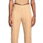 I am gia nwt dominique pant tan pinstripe XXS Photo 0