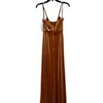 After Six NWT Cowl Neck Spaghetti Strap Velvet Maxi Dress 0 Golden Almond #3263 Photo 6