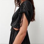 ZARA  NWT black drawstring sleeve cut out satin maxi dress Photo 7